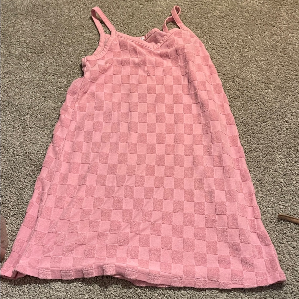 Flaw Pink Checkered Sleeveless Dress